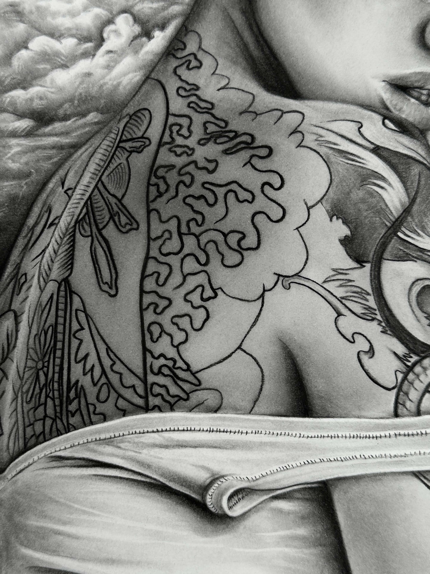 “Through the Clouds” Original Charcoal Drawing