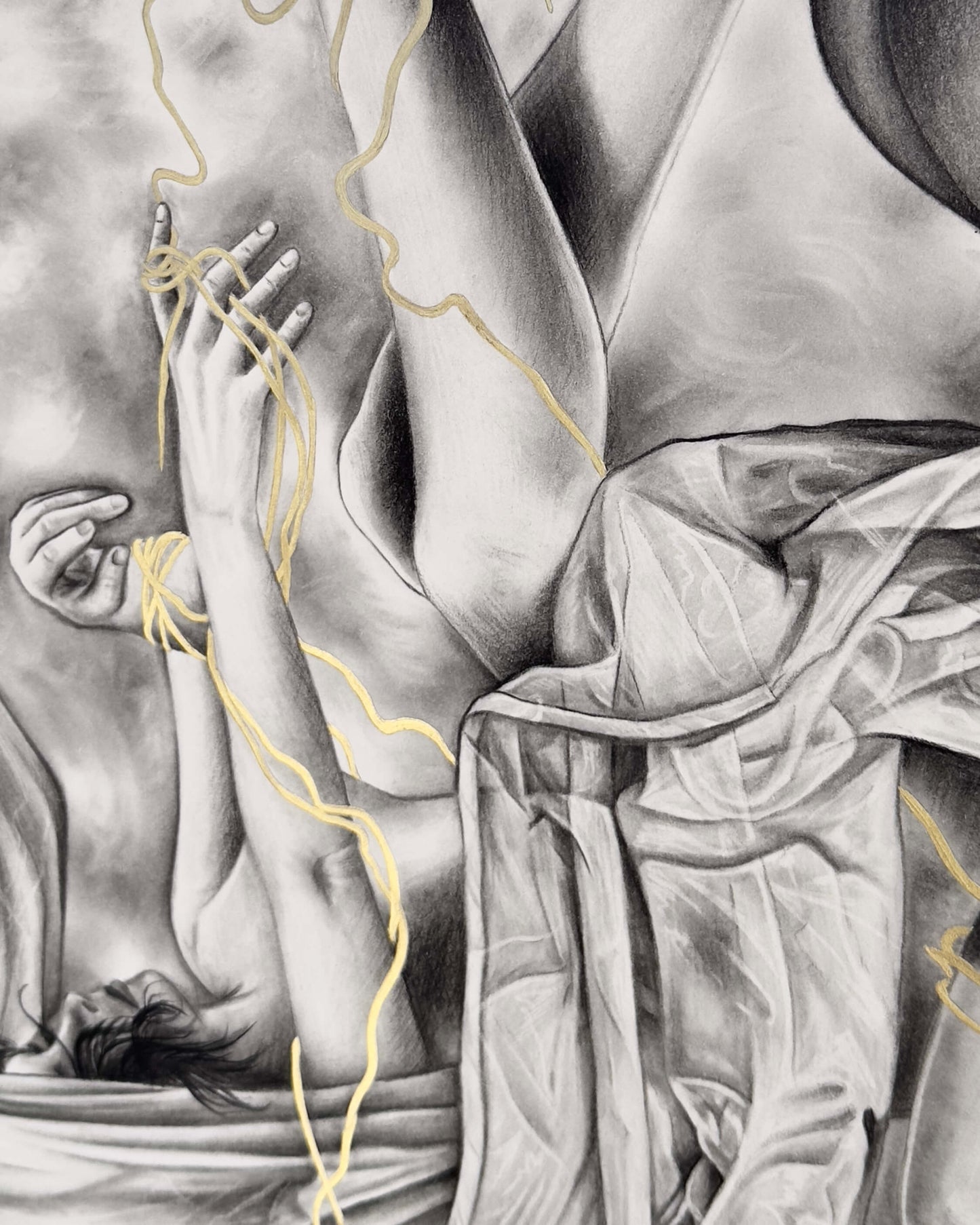 “Threads of Fate” Original Charcoal Drawing