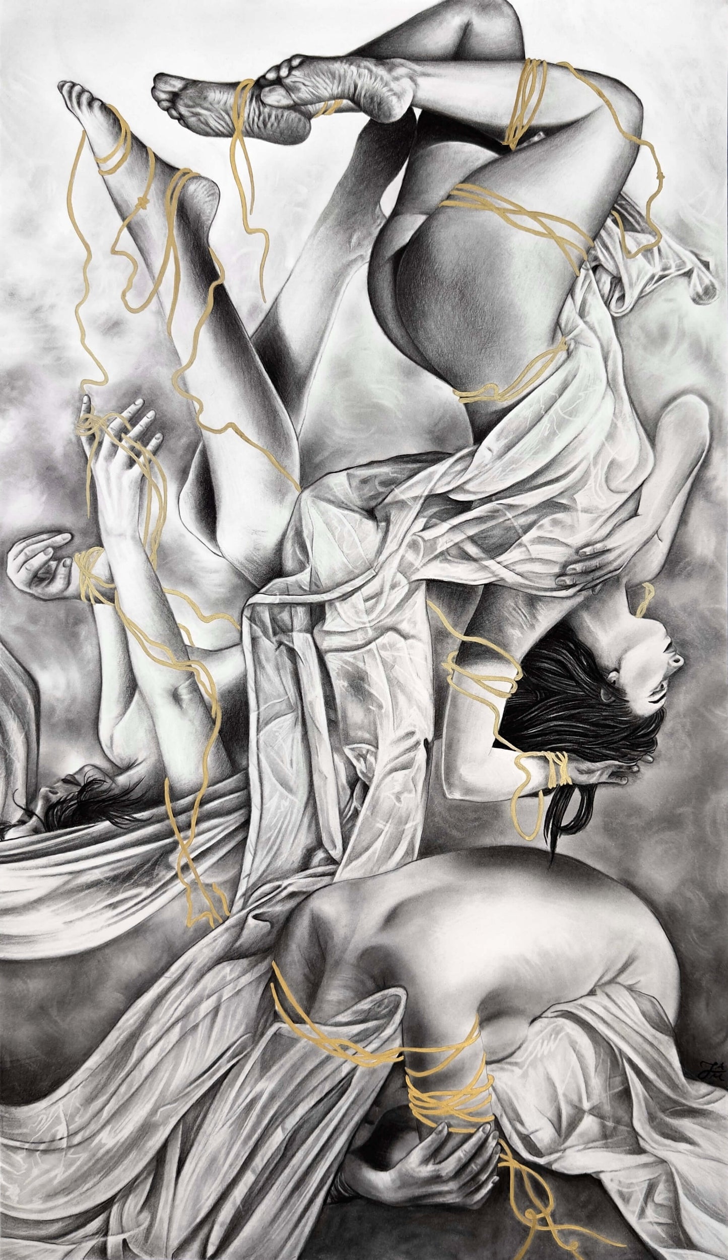 “Threads of Fate” Original Charcoal Drawing