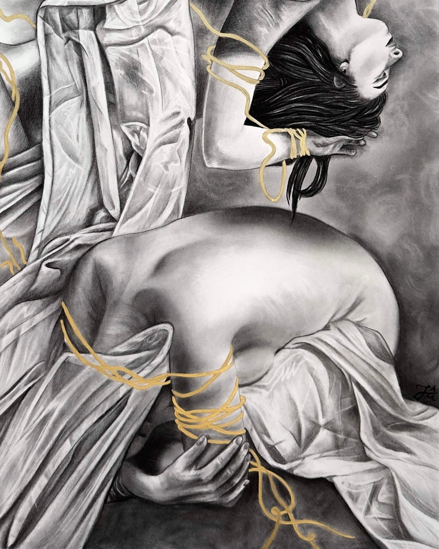 “Threads of Fate” Original Charcoal Drawing