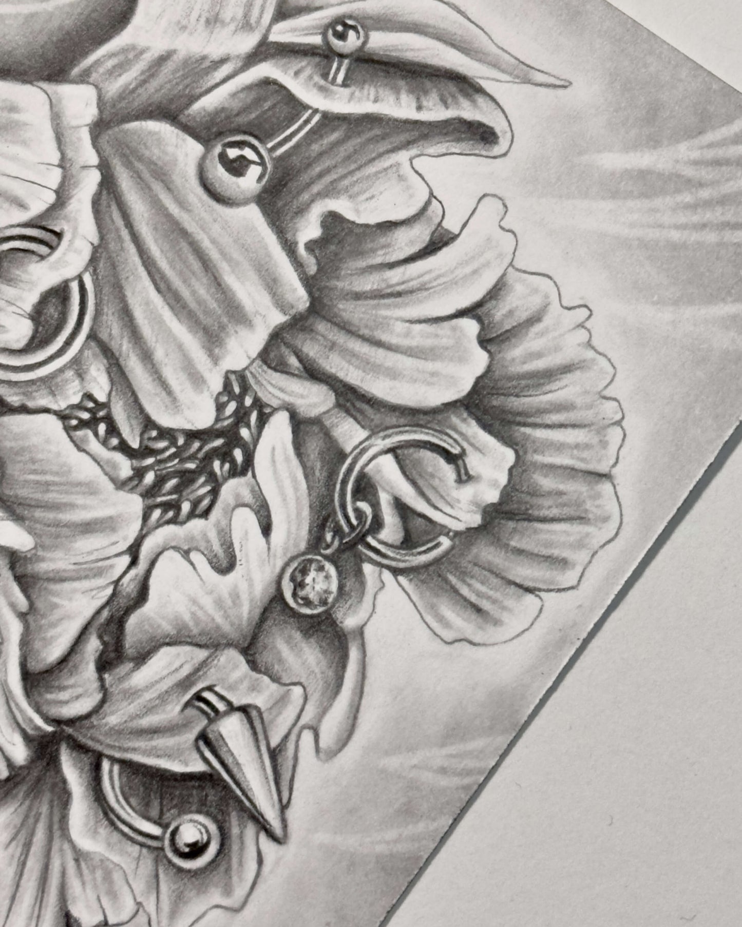 “Pierced Peony II” Mini Original Graphite Drawing