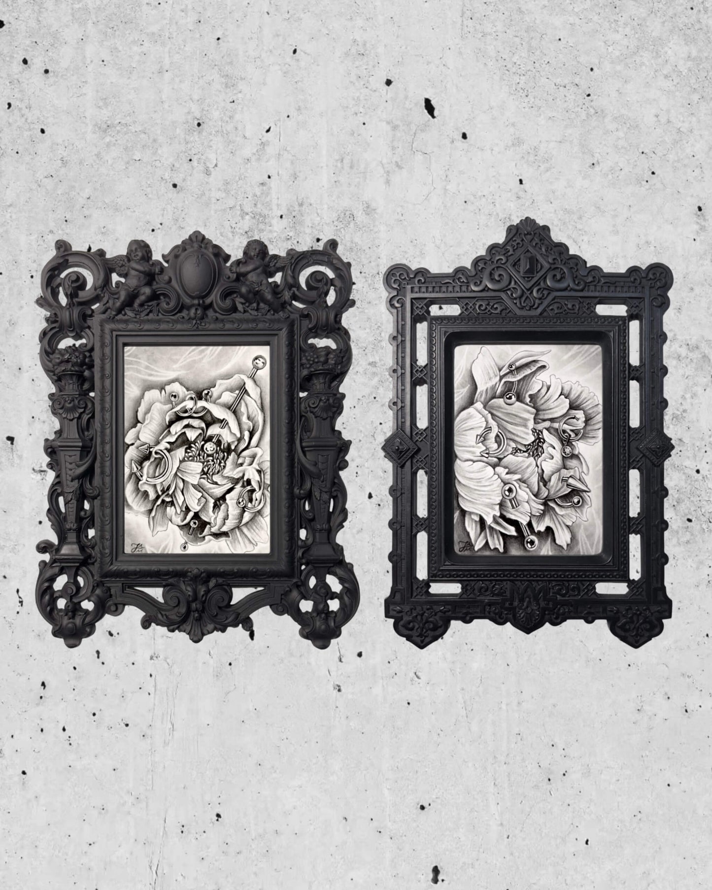 “Pierced Peony II” Mini Original Graphite Drawing