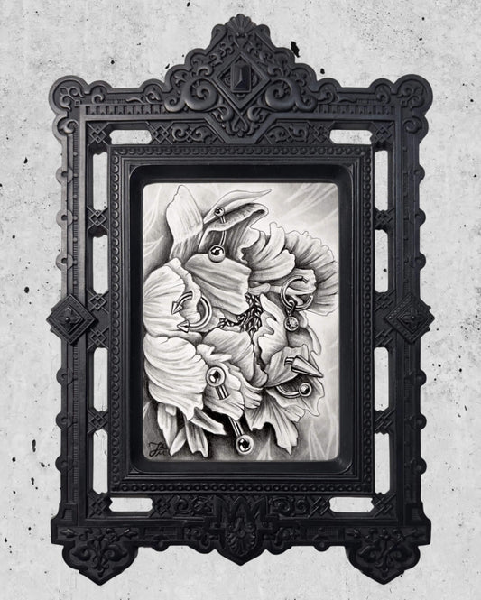 “Pierced Peony II” Mini Original Graphite Drawing