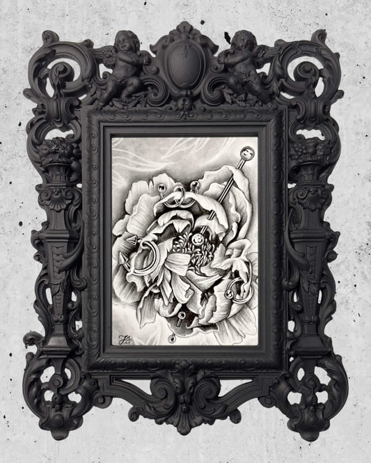 “Pierced Peony I” Mini Original Graphite Drawing