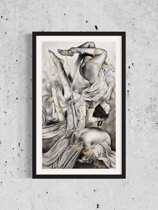 “Threads of Fate” Original Charcoal Drawing