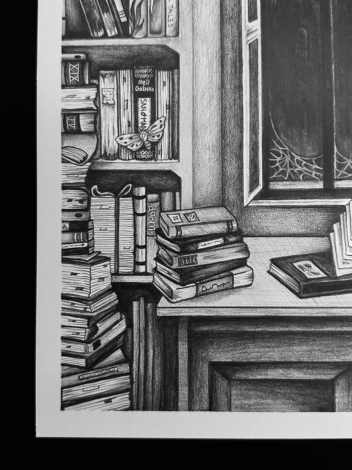 “Moth Bitten Library” Original Graphite Illustration