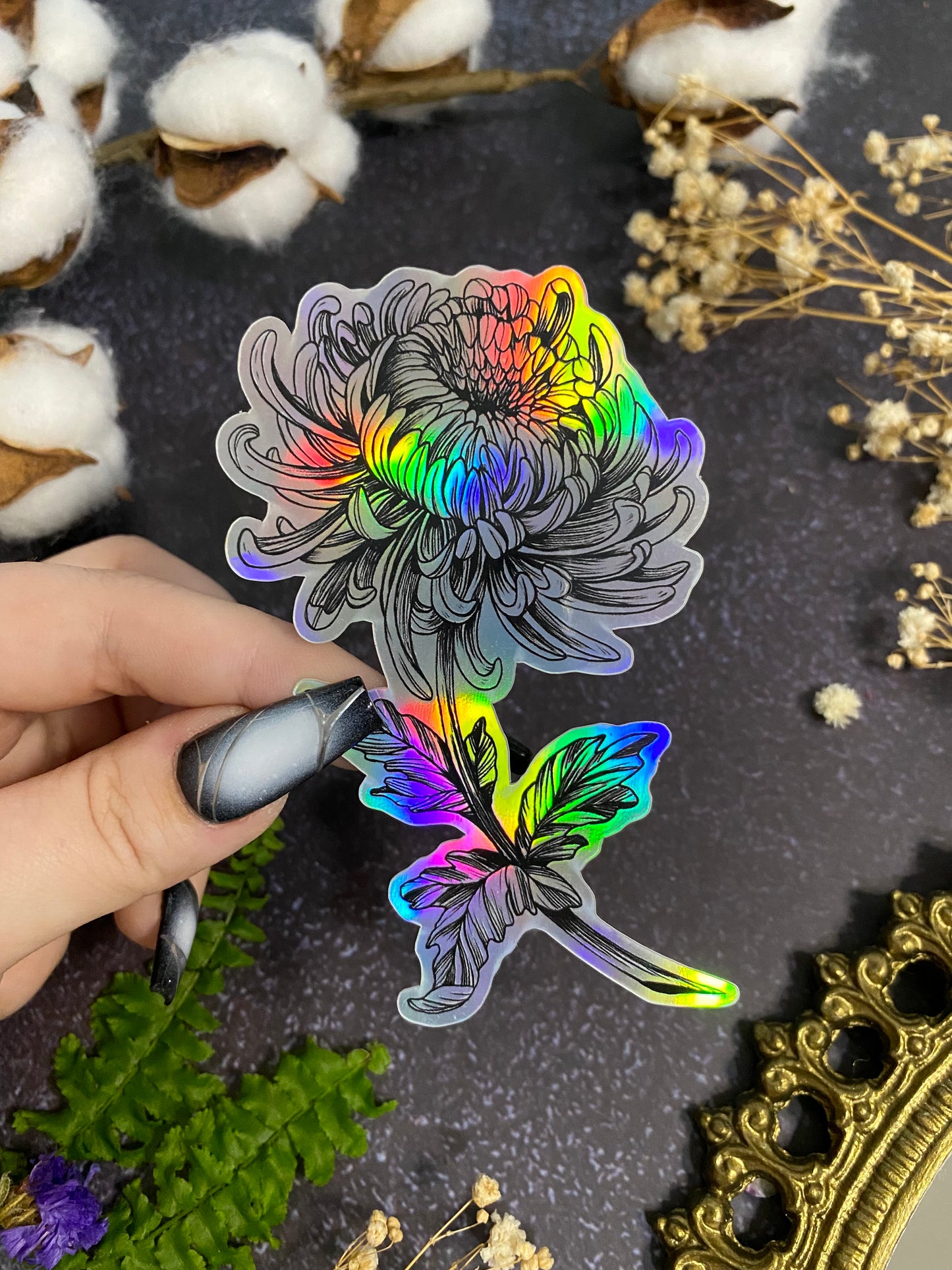Holographic Chrysanthemum Sticker