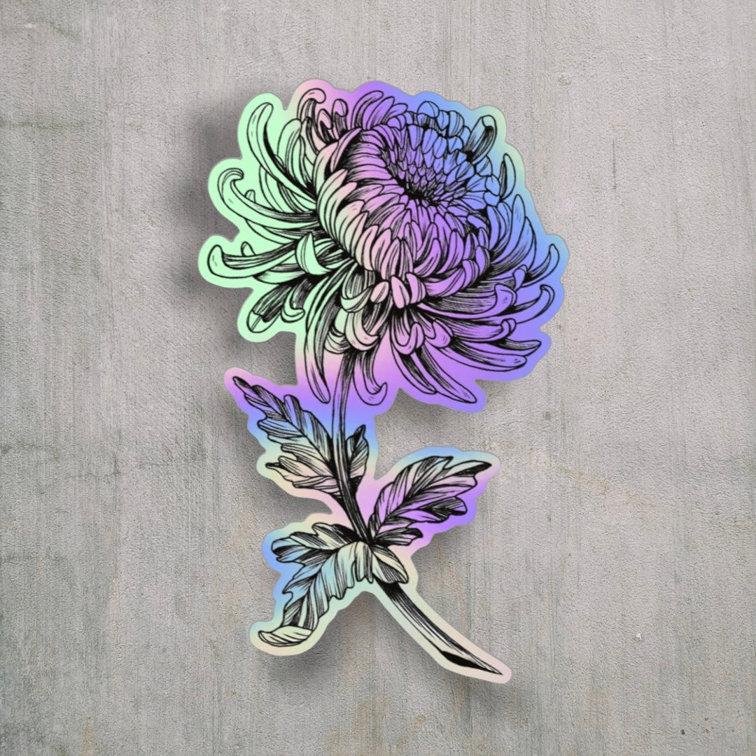 Holographic Chrysanthemum Sticker