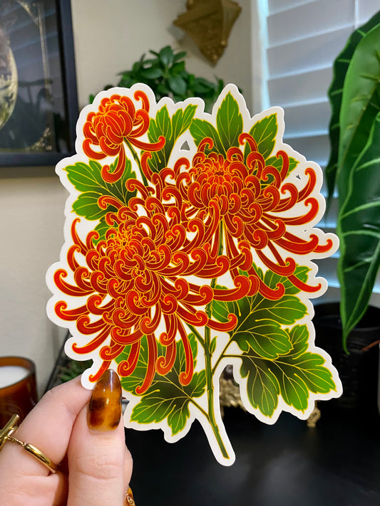 Red & Gold Mums XL Sticker