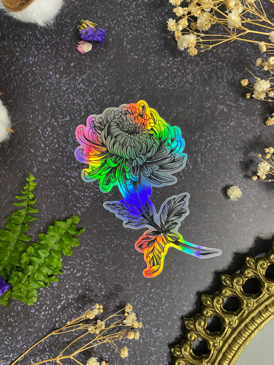 Holographic Chrysanthemum Sticker
