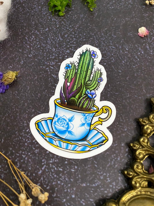 Cactus Tea Cup Sticker